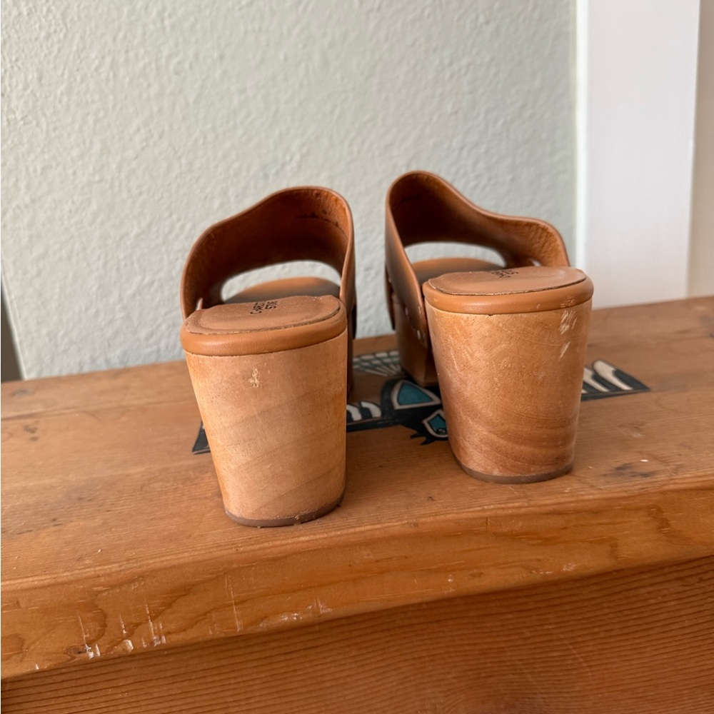 Glenna Tan Leather Platform Slide Mules with Multicolor Studs - Picture 4 of 5